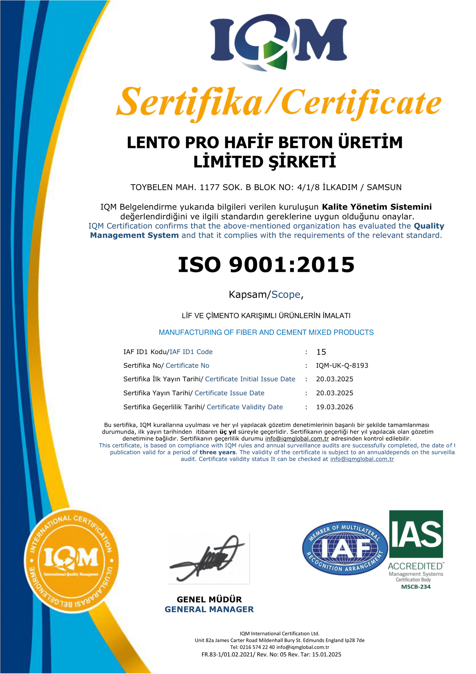 Home lento pro fr.83 1 iso 9001 ias sistem sertifikası r.05 1